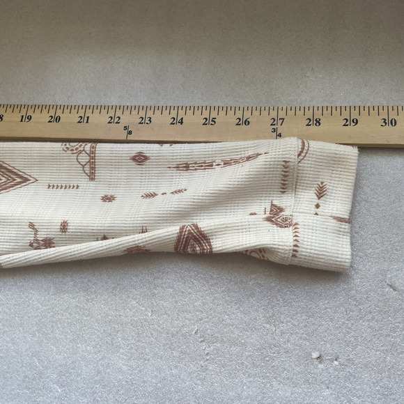 Rank 45 Shirt Men Large Beige Aztech Geo Native Print Waffle Knit Base Layer - Picture 8 of 12